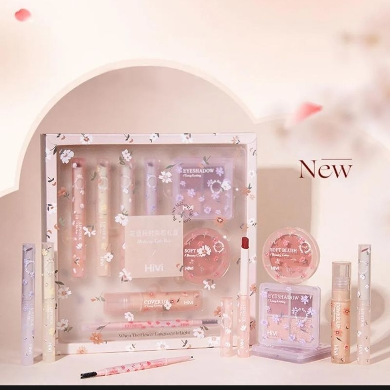 First Kiss Series Make Up Gift Box Set Jelly Lipstick Flower Room Dupe Flortte Eyeshadow EyeBrow Pen