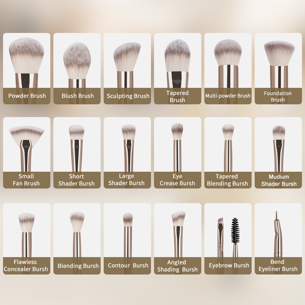 MAANGE 18Pcs/Set Kuas Make Up Premium Bulu Lembut Kuas Rias Lengkap Alat Kecantikan Profesional 51239