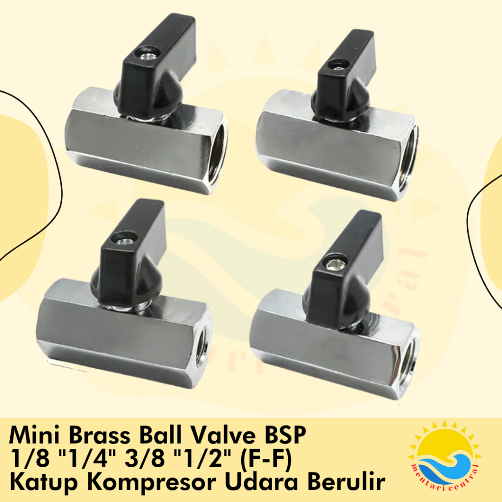 Mini Brass Ball Valve BSP 1/8 &quot;1/4&quot; 3/8 &quot;1/2&quot; Katup Kompresor Udara Berulir (F-F)