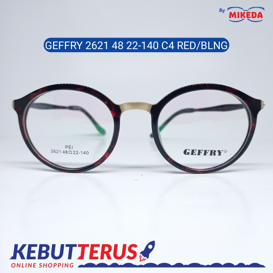 Mikeda-FRAME KACAMATA GEFFRY 2621 C4 RED/BLNG + LENSA(MINUS/CYLINDER)