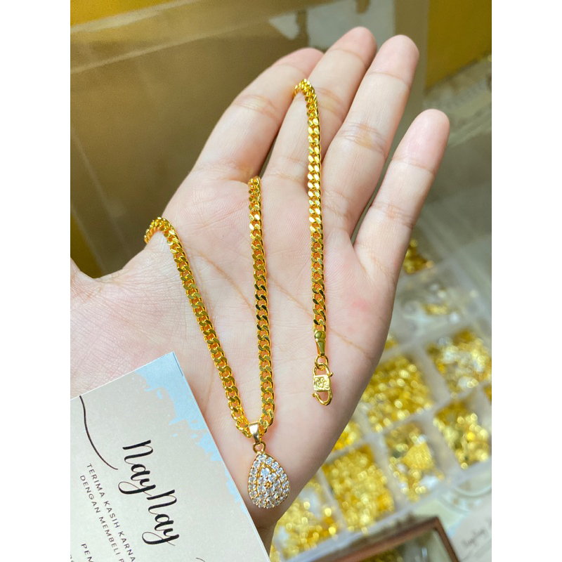 Kalung lempis 2 suku + Liontin lapis emas 24k