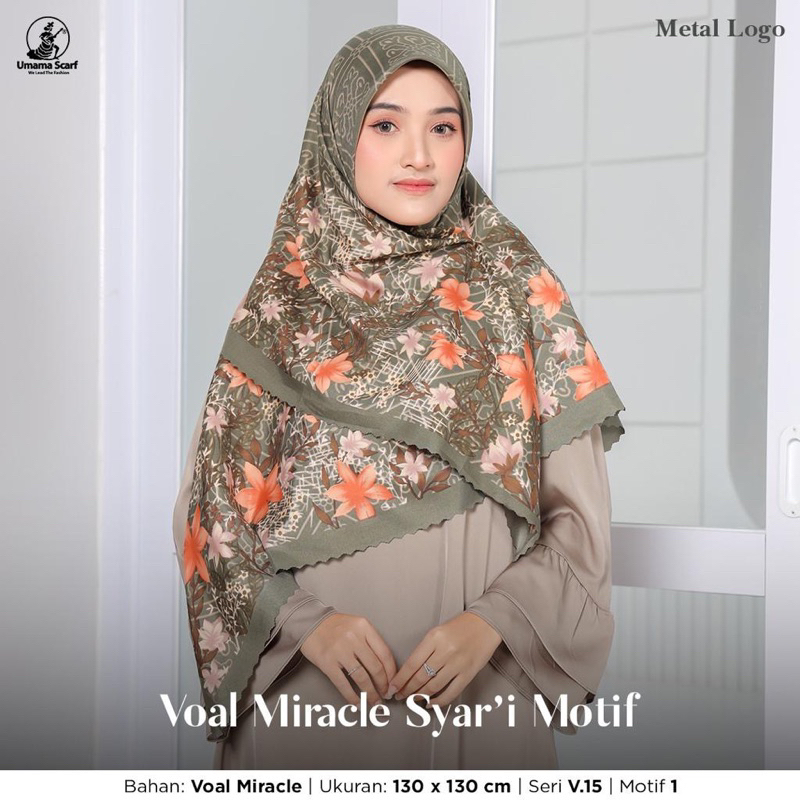 HIJAB SEGIEMPAT VOAL MIRACLE SYARI MOTIF UMAMA SCARF V.15