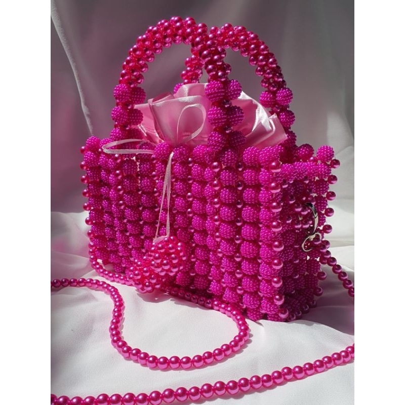 Fanta Bead Bag / Pink Beaded Bag / Pearl Bag / Tas Mutiara / Tas Manik / Tas Kondangan / Tas Aesteti