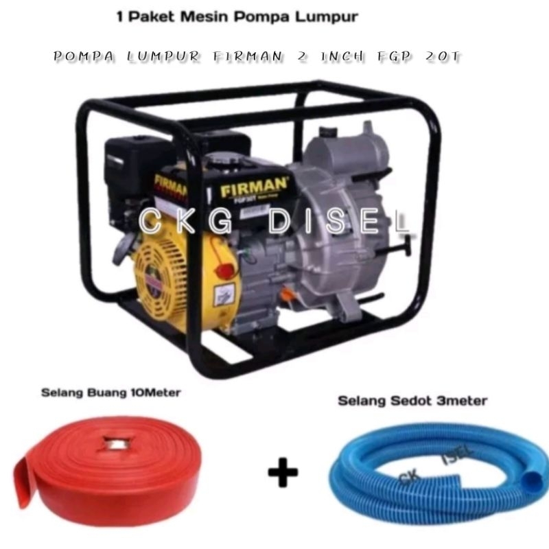 Peketan Mesin Pompa Lumpur Firman 2 Inch FGP 20T Bensin Trsuh Pump FGP 20 T