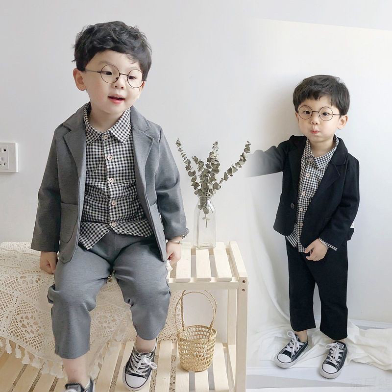 [LIKE NEW] Setelan Jas Celana Anak Kemeja Hitam Model H&M Suit Tie Blazer Celana Kemeja HNM HM Tarta