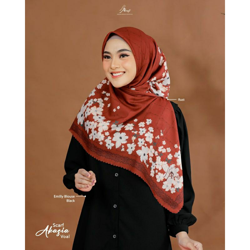 Terbaru akasia scarf by ArRafi✔️hijab jilbab kerudung krudung square segi empat motif bunga voal can