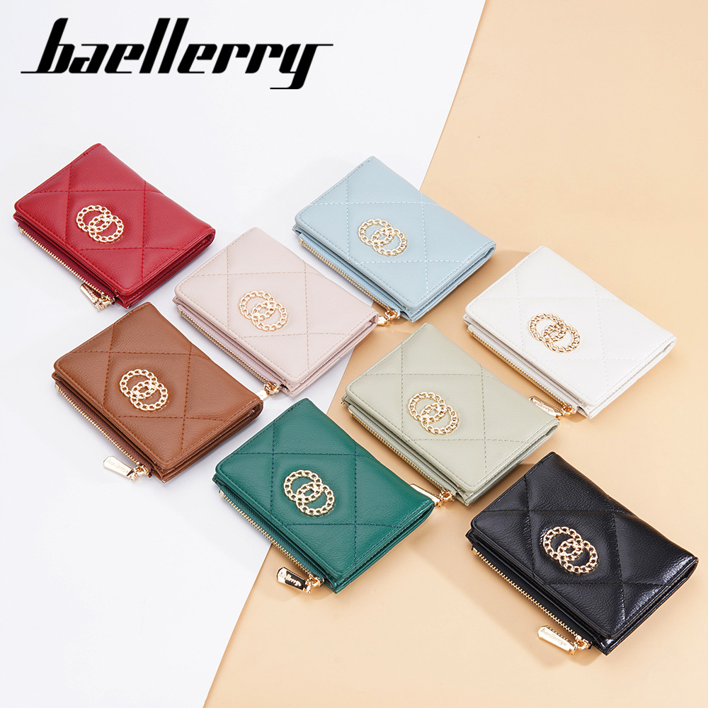 [BISA COD] BAELLERRY N2385 Dompet Wanita Lipat Bahan Kulit PU Leather Premium