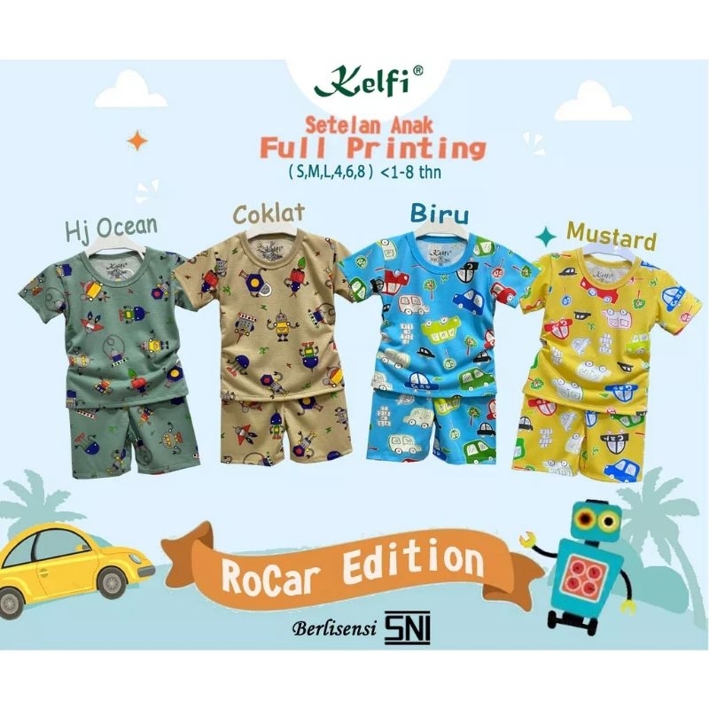Setelan Anak Full Printing Robot Car 1-8 Tahun Kelfi
