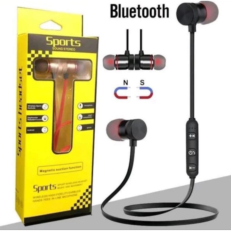 earphone bluetooth sports magnetic/headset blutut stereo/hetset jbl/hetset kabel/murah/hitam/merah