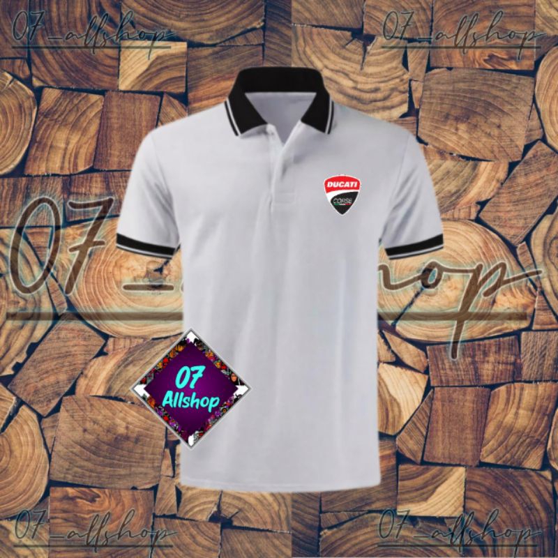 Kaos Kombinasi Shirt Tshirt Baju Kerah Distro DUCATI CORSE DUKATI CORSE LOGO Custom pria wanita Indo