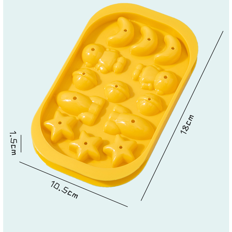 Cetakan es kartun berbentuk Roket jeruk bintang bola astronot cetakan es batu beku dengan penutup plastik bundar yang dapat dimakan buatan sendiri jelly agar buah pudding