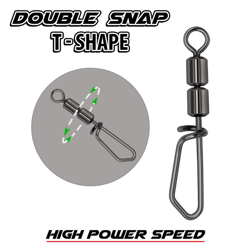 10pcs Double Snap T Shape High Speed Snap Rolling Swivel