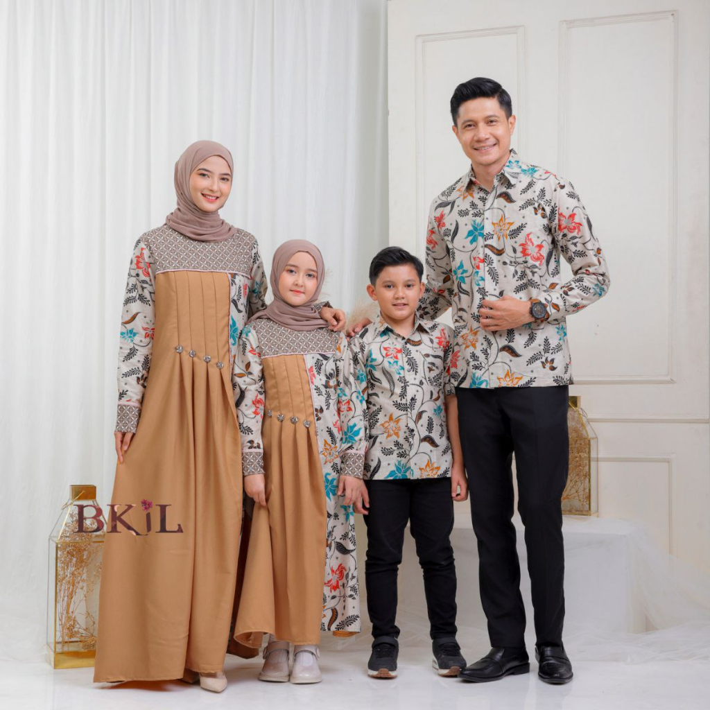 Batik Motif 2122 Sarimbit Keluarga Gamis Batik Kombinasi Moscrepe