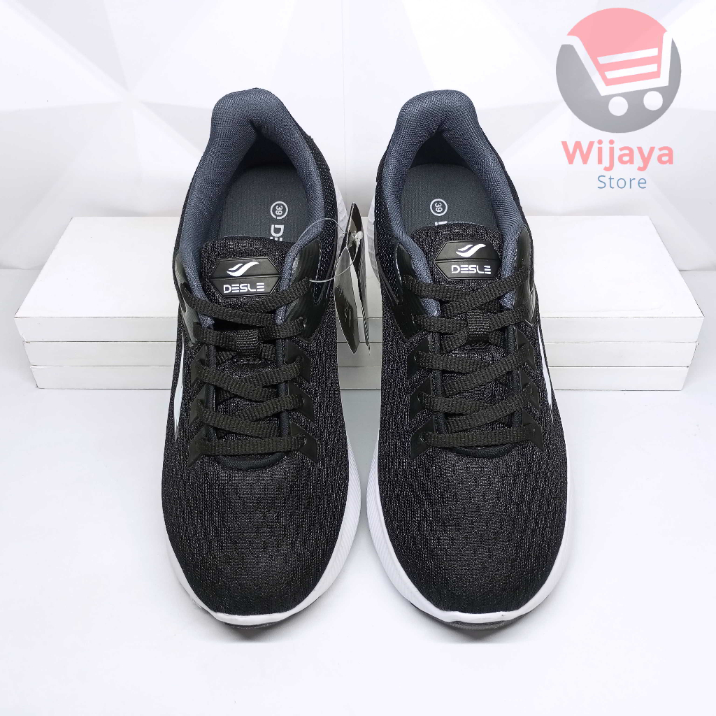 Sepatu Sekolah Desle 38-43 Sneaker Pria Hitam Polos Putih Material Berkualitas Tinggi Desain Mewah STANLEY WALKER