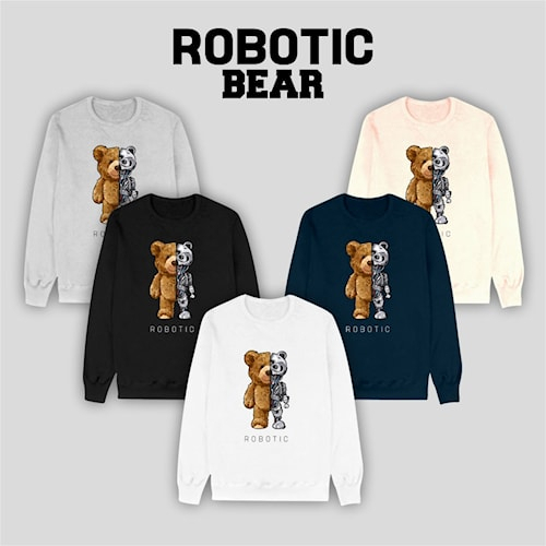 Sweater Crewneck Wanita Baju Kaos Hangat Cewek Remaja Pria Muslim Terbaru ROBOTIC BEAR