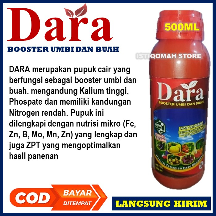 Pupuk Booster Pembesar Buah Jagung Terbaik DARA 500ML Pupuk Kalium Cair Pembesar Buah Jagung Paling Manjur - Pupuk Nutrisi Tanaman Jagung Fase Generatif Non Chloroide Kandungan K Lebih Tinggi dilengkapi Micronutrient