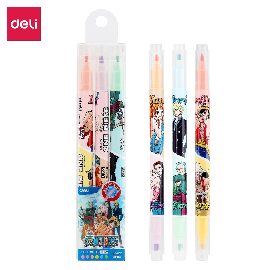 

Deli One Piece School Highlighter / Penanda Warna Double Dual Tip 6 Warna One Piece Warna Cerah CU352