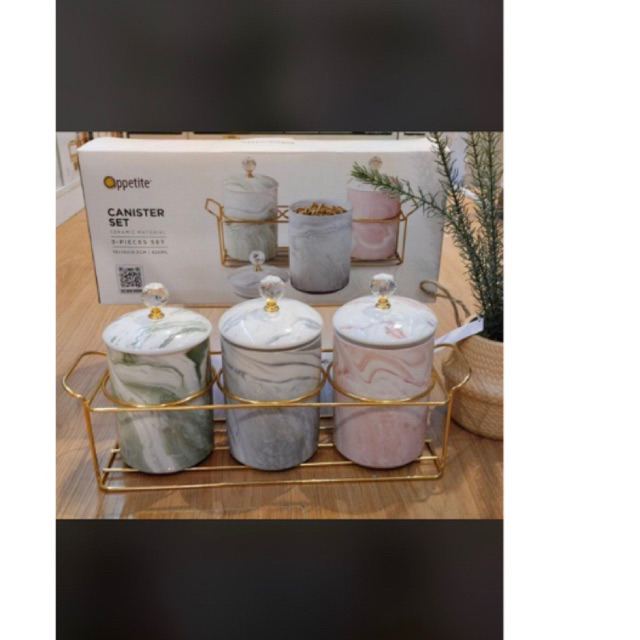 Canister keramik set 3 with rack