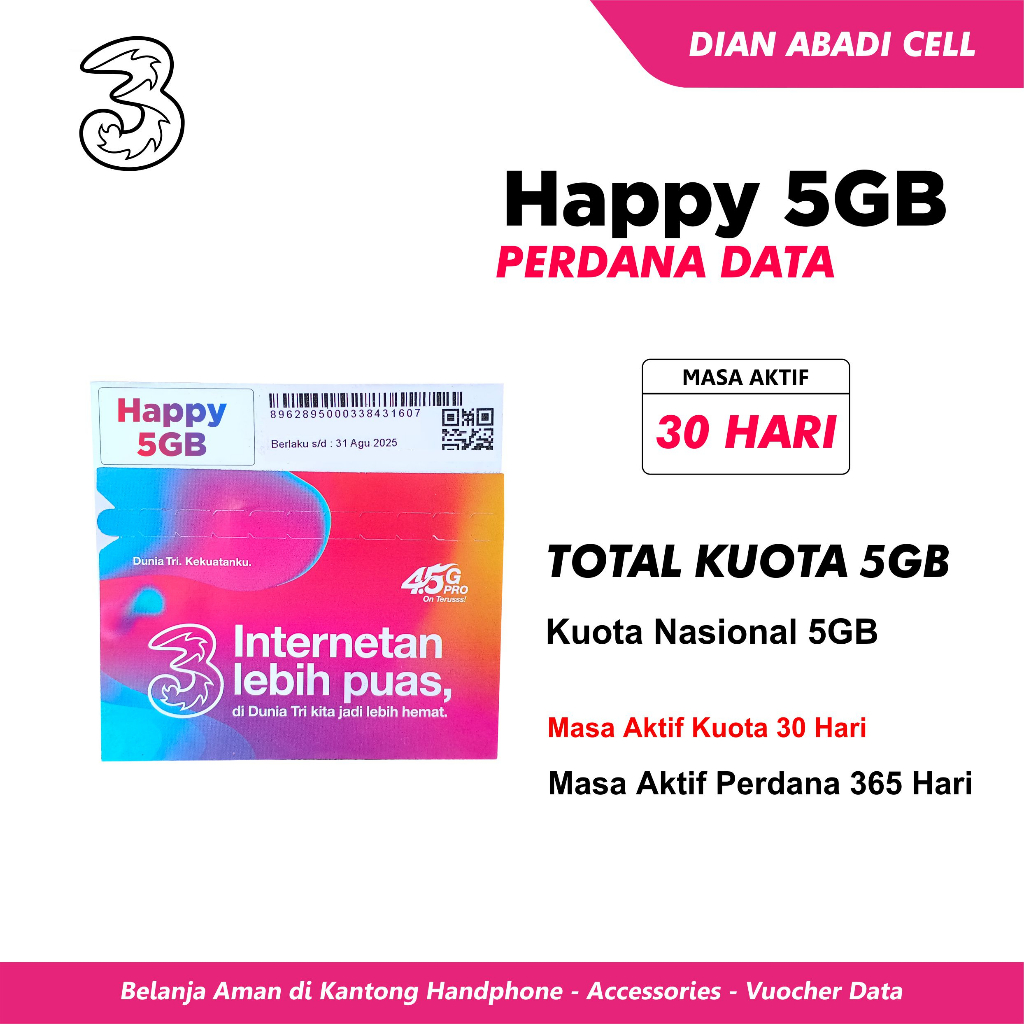 Perdana Tri Happy 5GB 30 Hari