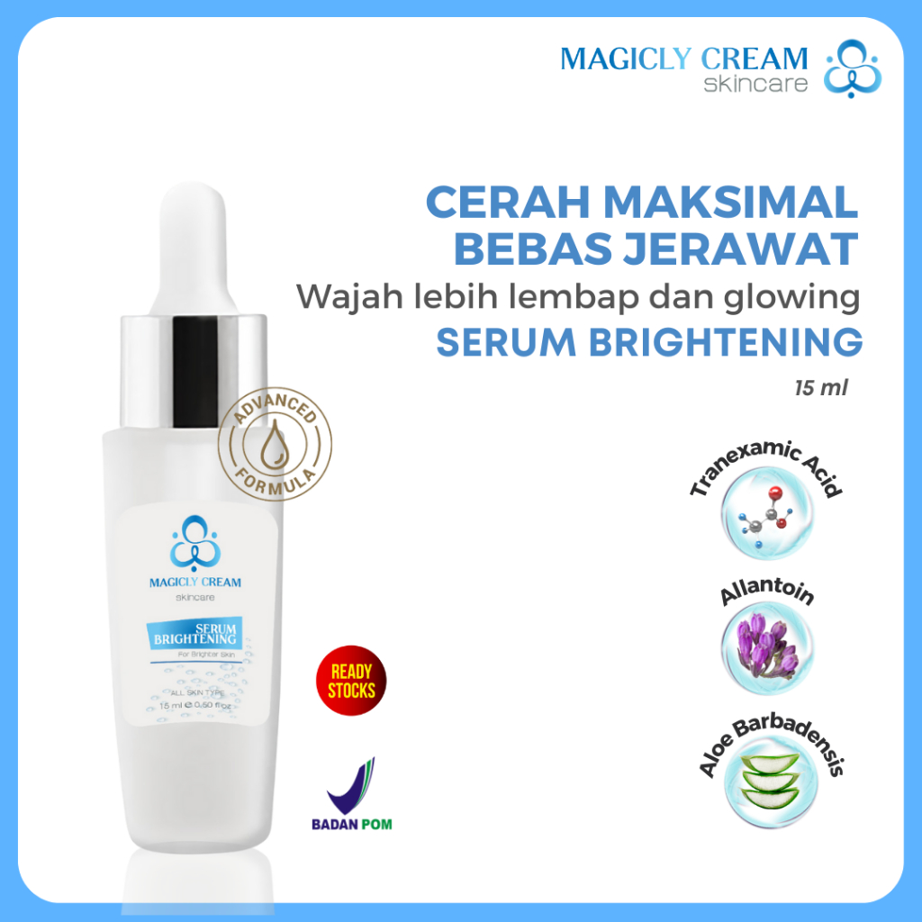 Magicly Cream Skincare BPOM Serum Brightening, Perawatan Wajah Kusam dan Jerawat untuk Pria dan Wani