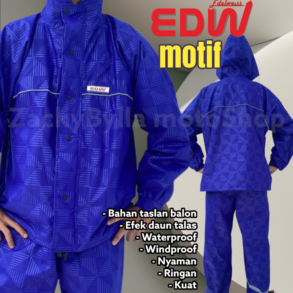 Jas Hujan EDW Edelweiss Motif Original Setelan Jaket dan Celana