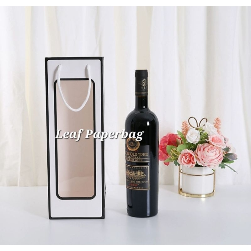 

Paper bag wine goodie bag botol minuman tinggi mika jendela window tebal mewah paperbag bunga boneka transparan mika window hadiah pernikahan ulang tahun