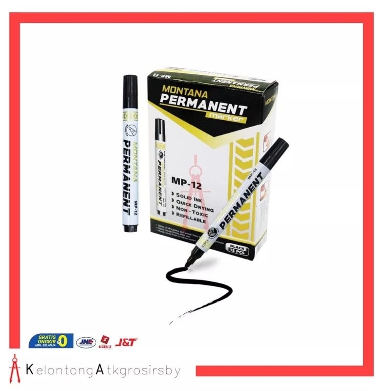 

spidol permanent, sepidol permanent hitam montana mp-12 lusinan