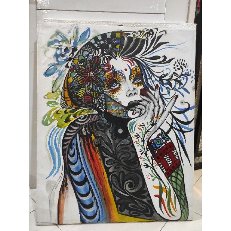 Lukisan wanita kontemporer ,asli Bali