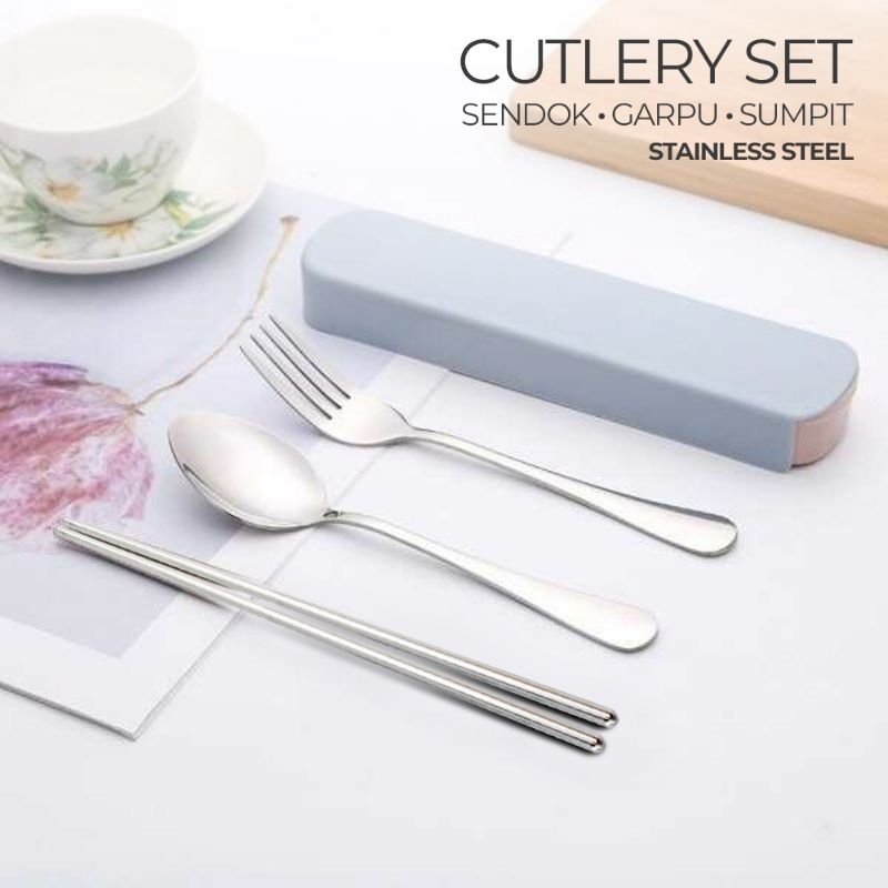 Nordic Cutlery Set Alat Makan Sendok Garpu Sumpit Stainless Steel