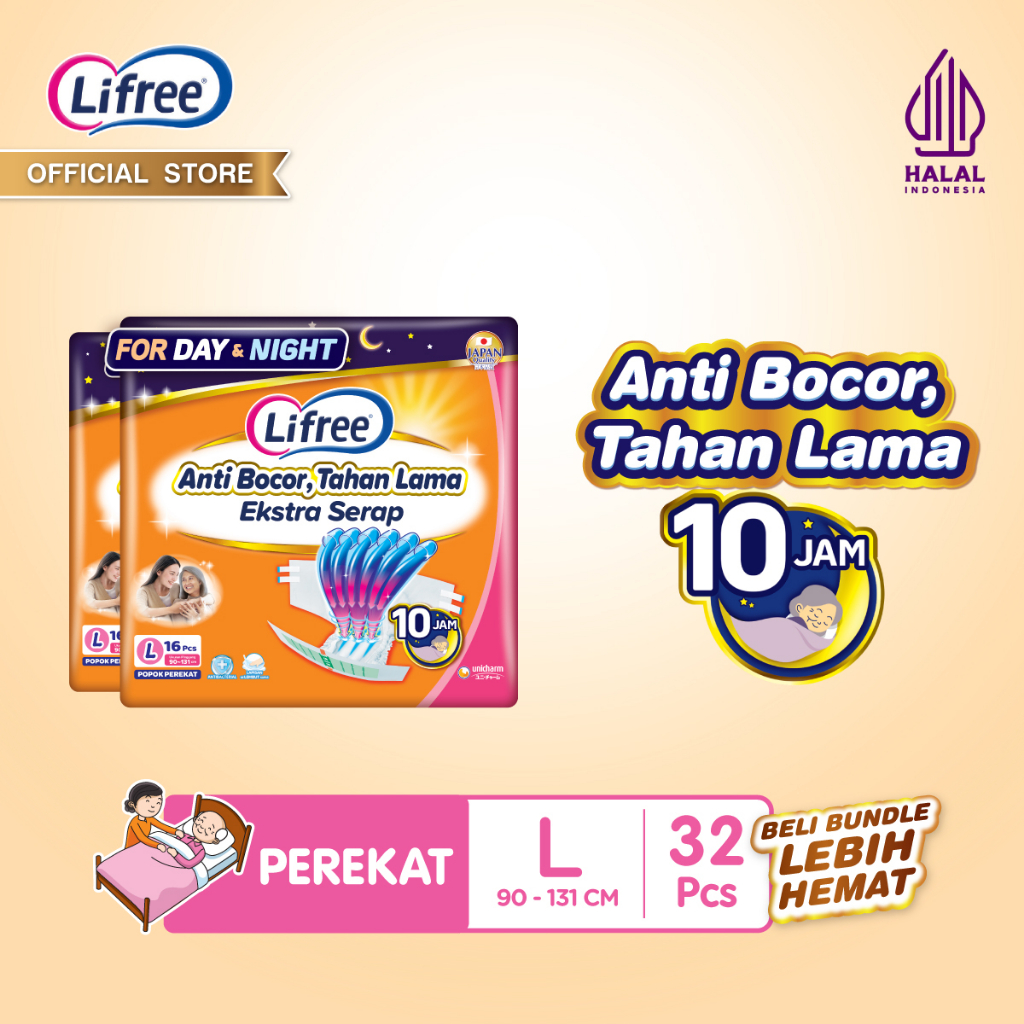 Lifree Popok Dewasa Perekat - L 16 - 2 Packs