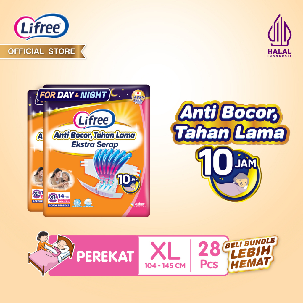 Lifree Popok Dewasa Perekat - XL 14 - 2 Packs