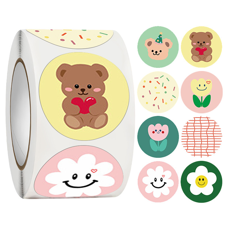 50pcs Bear Tulip Seal Sticker Stiker Terimakasih Online Shop Packing Seal Packaging Kardus
