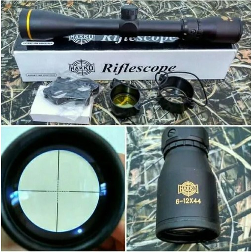 Telescope Hakko Ring Gold 4-16x44 Mildot Lensa Jernih