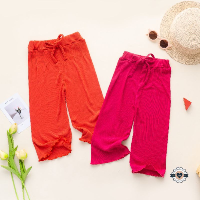 Celana Anak Perempuan KULOT Rib Curly Ruffle Knit Tee | Celana Bawahan Anak Perempuan Bahan Rib Knit