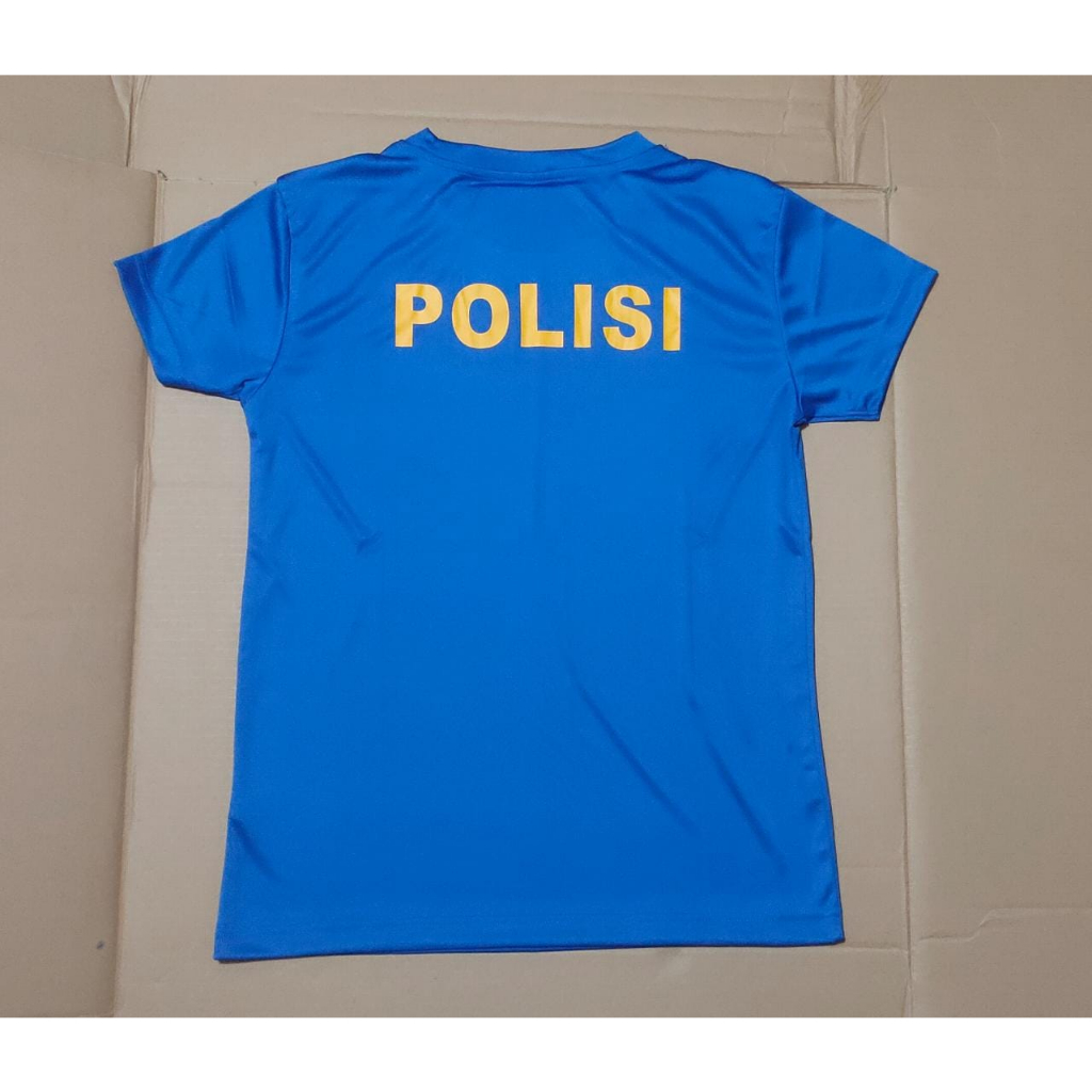 kaos biru polair bahan jersey - kaos dalaman pdl biru airud