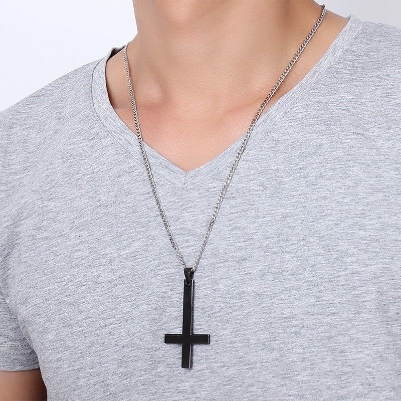 Kalung Salib Terbalik Inverted Cross Saint Peter Fashion Pria Wanita