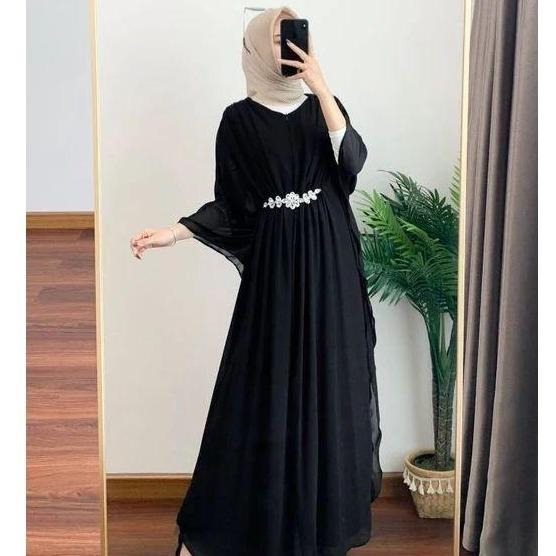 SERRA KAFTAN [S M L XL XXL] Kaftan Long Dress Viral Bahan Ceruty Babydoll Pakaian Remaja Dewasa Tren