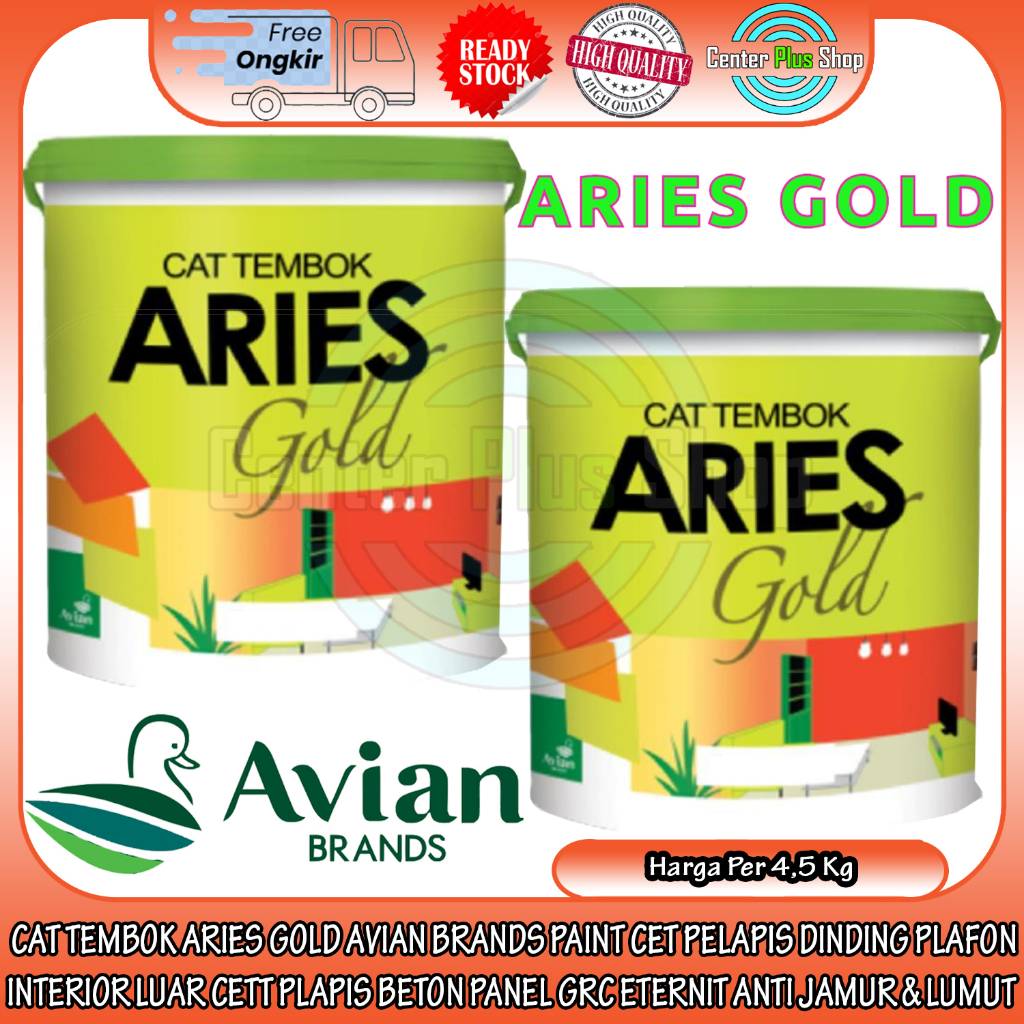 CAT TEMBOK ARIES GOLD AVIAN BRANDS PAINT PAIL GALON 4,5 KG CET PELAPIS DINDING PLAFON INTERIOR LUAR 