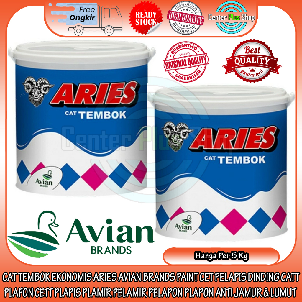 CAT TEMBOK EKONOMIS ARIES AVIAN BRANDS PAINT GALON PAIL 5kg CET PELAPIS DINDING INTERIOR EKSTERIOR E