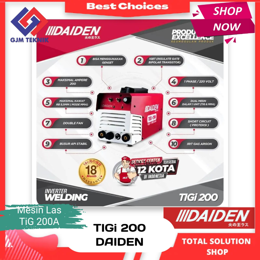 mesin las Argon TIGi Daiden 200A - mesin las Argon murah - mesin las TIG murah