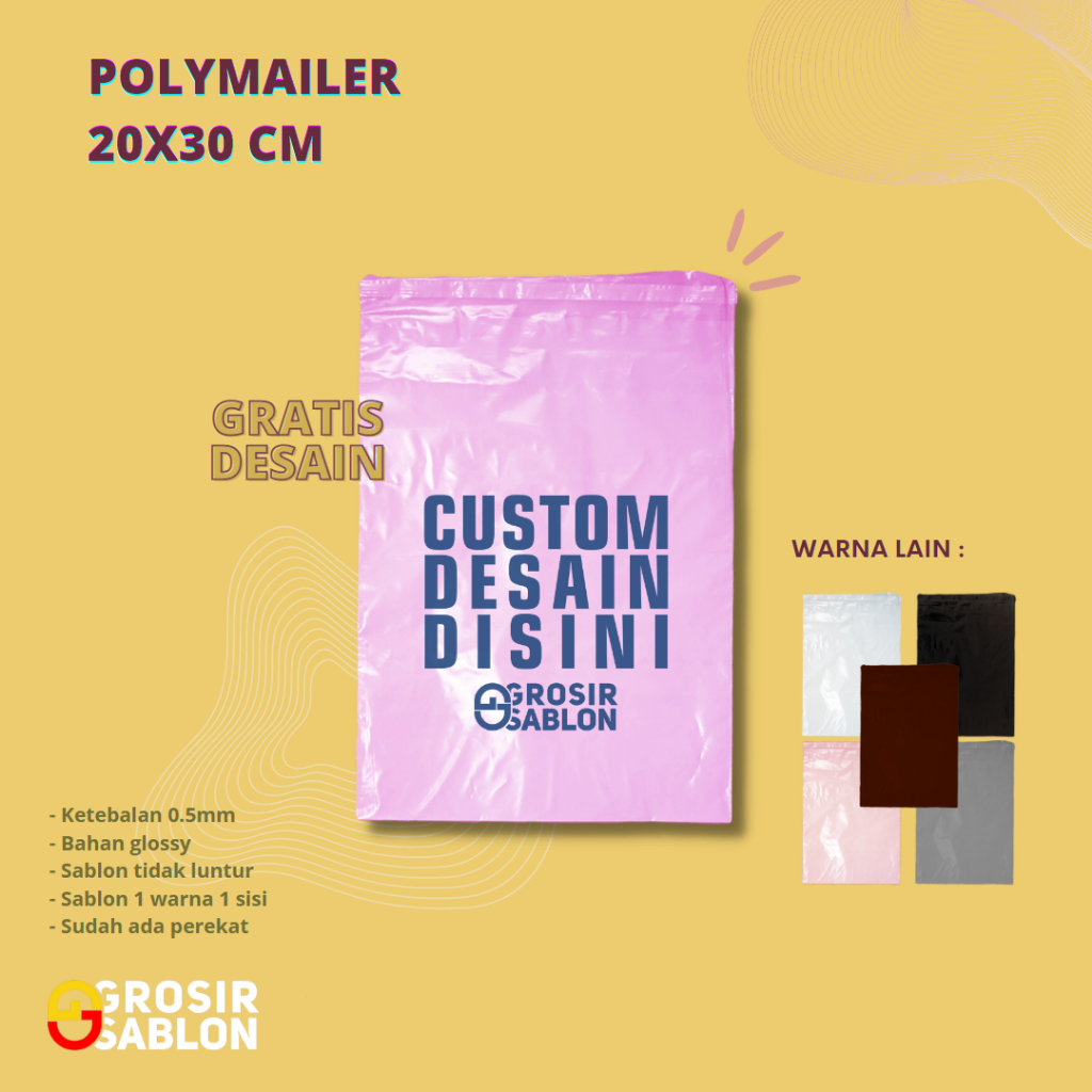 

Polymailer 20X30 cm 0.5 mic sablon plastik packing termurah