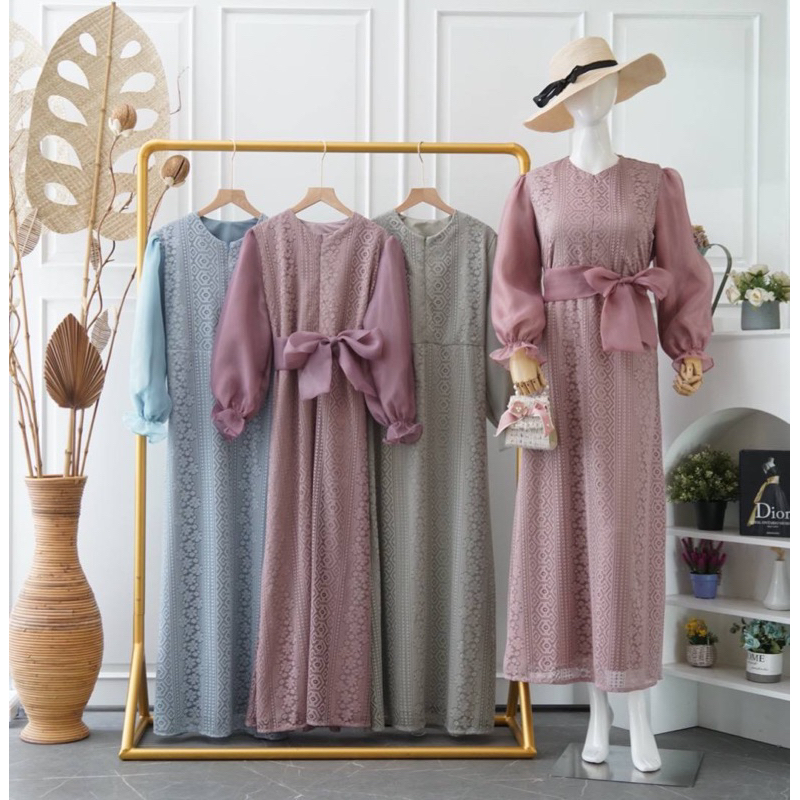 ALINA DRESS PESTA [Gamis Brukat Kondangan Simple Mewah]