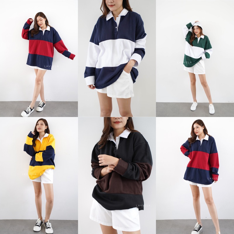 GLADYS SWEATER OVERSIZE | SWEATER RUGBY | SWEATER GARIS | SWEATER FLEECE | HOODIE | SWEATER KERAH | LAVVELA