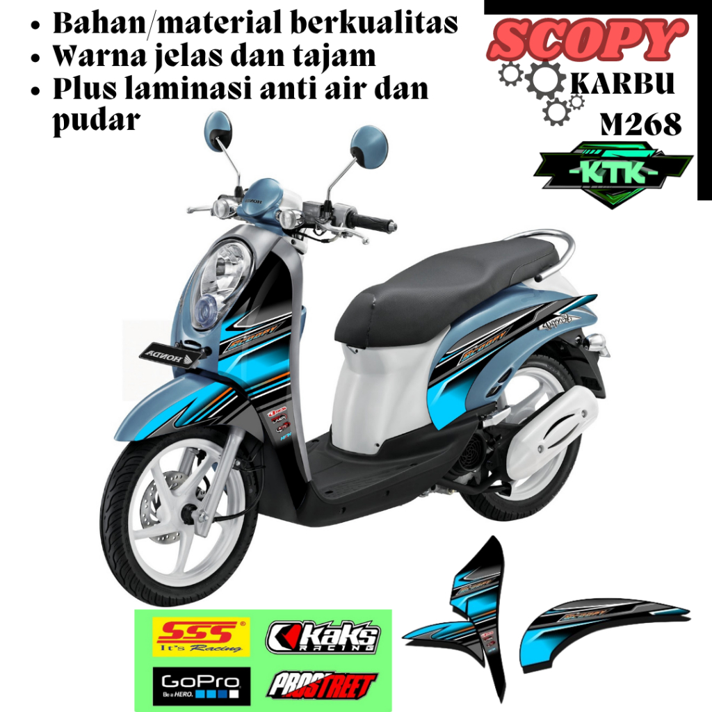 Striping SCOOPY OLD KARBU KODE M268 - STRIPING PRINT CUTTING HONDA SCOOPY CARBU 2013 - 2016 - Stripi