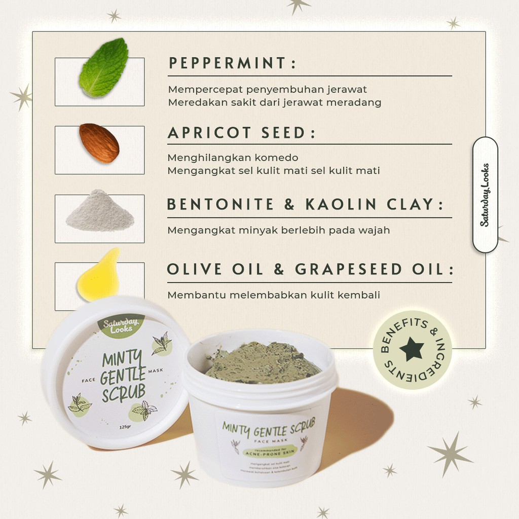 SATURDAY LOOKS Minty Gentle Scrub Face Mask |  Minty Clay Mask