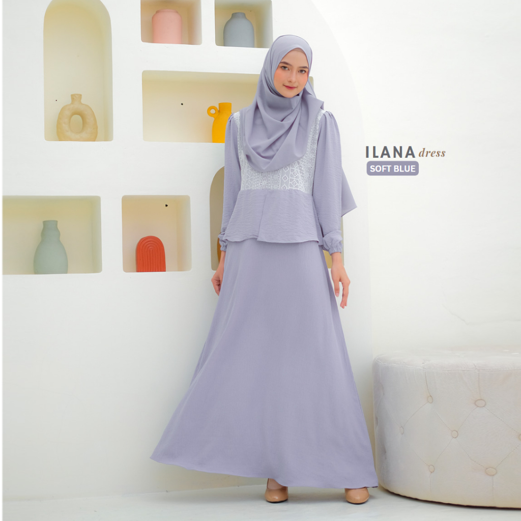 Riskirich Ilana Gamis Cantik Variasi Brukat Katun Premium Terbaru Anti Kusut