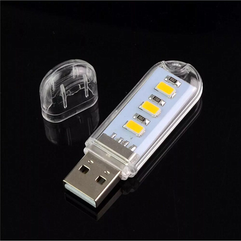 Lampu Baca Mini 3 LED USB Portable SMD5730 0.6W 5V - ASM5730 - White