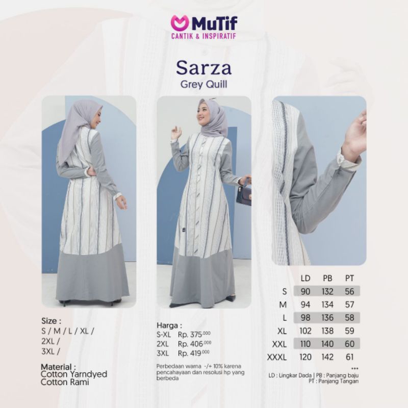 Gamis Mutif Sarza Grey Quill Grey Quil