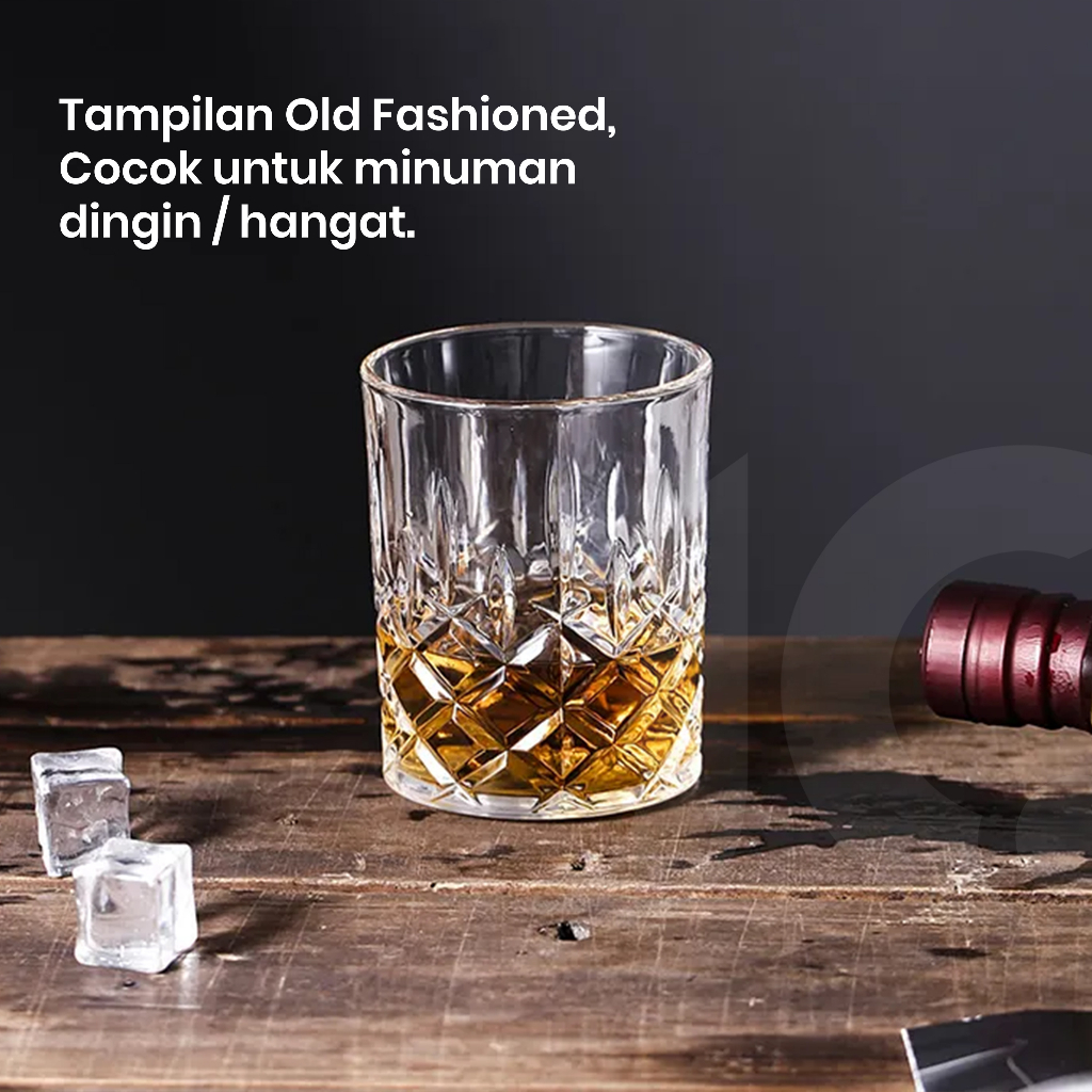 GELAS KACA TEH KOPI MINUMAN WHISKEY OLD FASHIONED