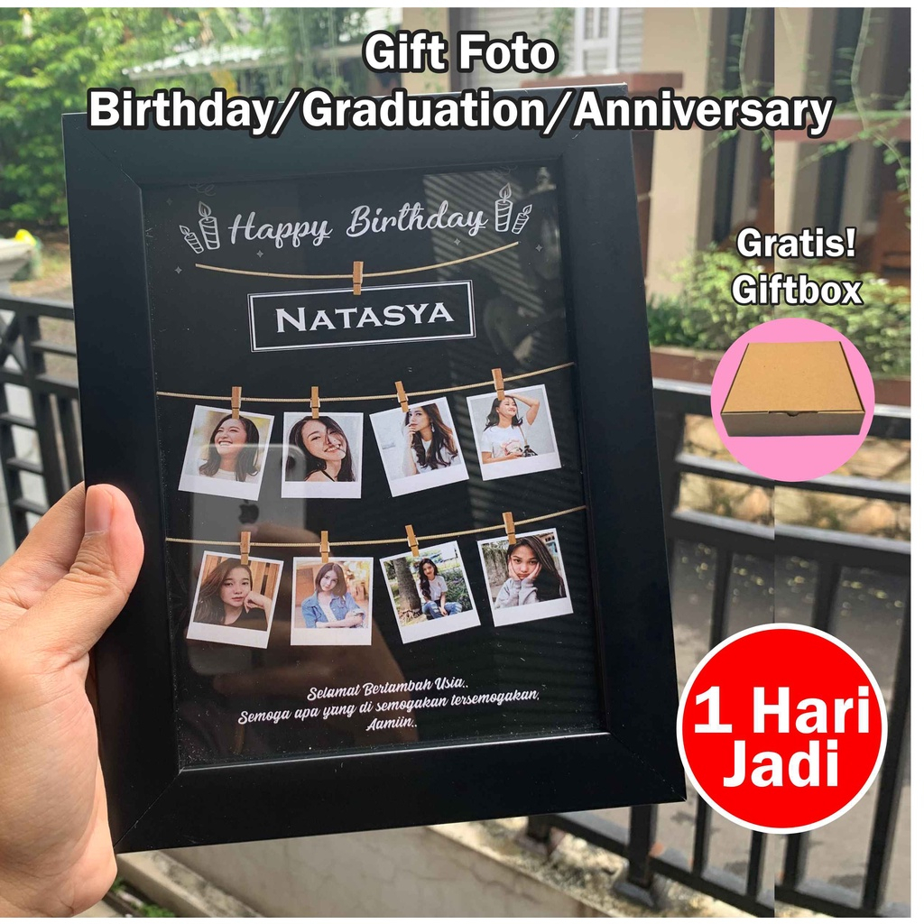 Kado ulang tahun Gift Ultah Pacar / Cetak Frame Foto Plus Bingkai Kaca Minimalis / Bingkai Hadiah Wisuda Bingkai Foto Nikahan Wedding Anniversary Cowok Cewek Figura Pigura Prame